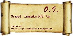 Orgel Immakuláta névjegykártya
